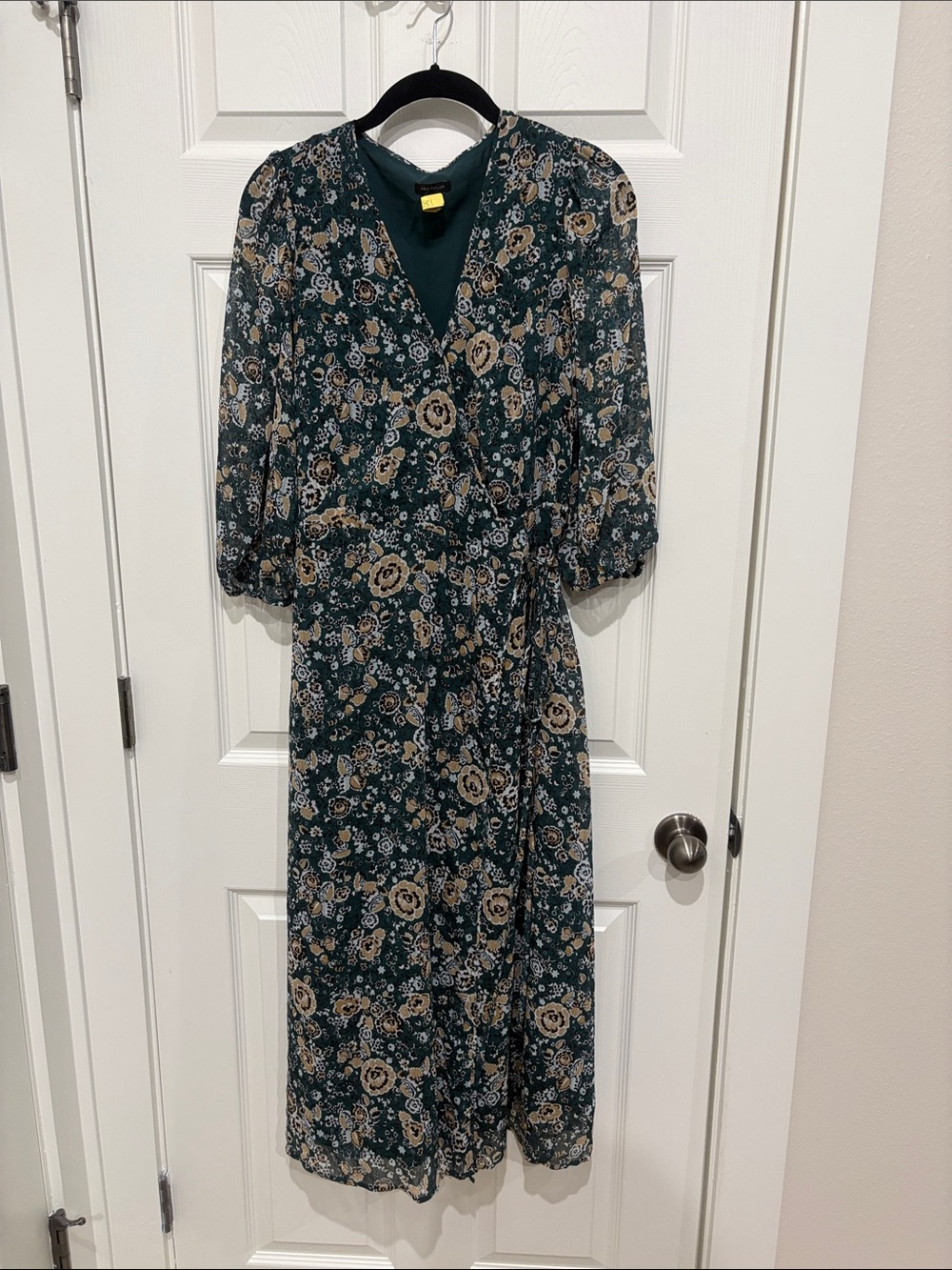 Ann Taylor Teal Floral Wrap Maxi Dress